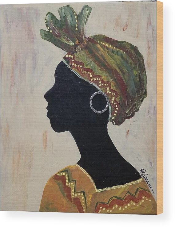 Profile Wood Print featuring the painting Nubian Beauty 2 by Elise Boam