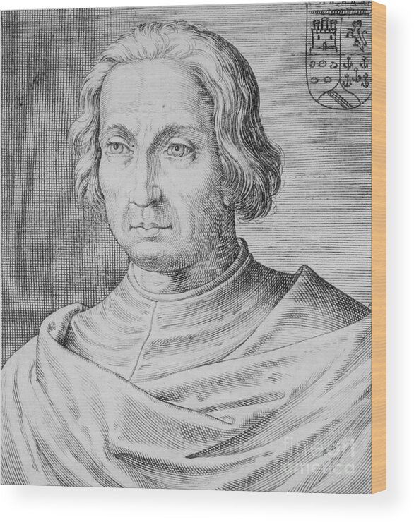 Christopher Columbus Wood Print featuring the photograph Portrait Of Explorer Christopher by Bettmann