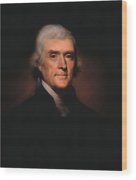 Thomas Jefferson Wood Print featuring the painting President Thomas Jefferson by War Is Hell Store