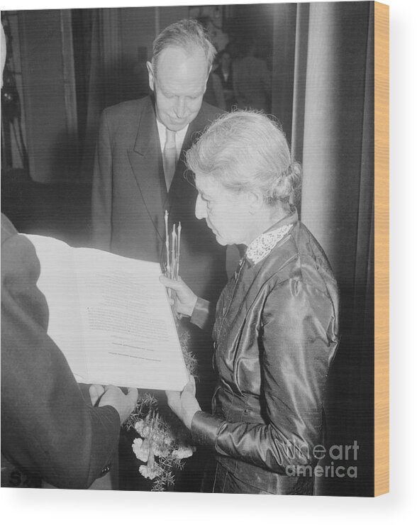 Physicist Wood Print featuring the photograph Professor Lise Meitner Receives Otto by Bettmann