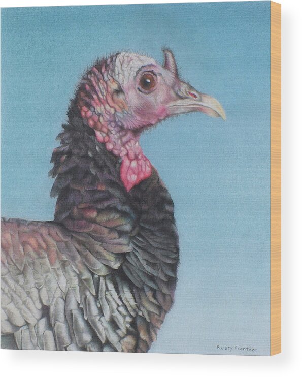 Turkey Wood Print featuring the painting Rainbow Bird by Rusty Frentner