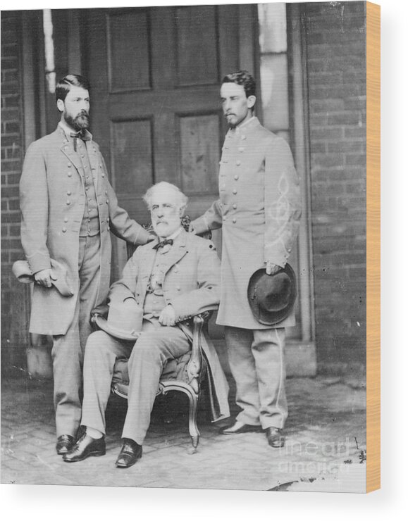 Mature Adult Wood Print featuring the photograph Robert E. Lee, His Son And His Aide by Bettmann