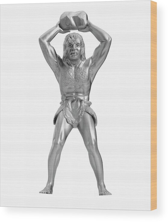 Adult Wood Print featuring the drawing Silver Statue of a Primitive Man by CSA Images