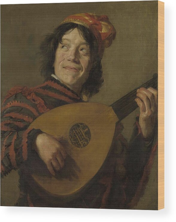Canvas Wood Print featuring the painting The Lute Player. by Frans Hals -copy after-