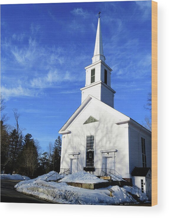 Church Wood Print featuring the photograph The White Church in Grafton, Vermont by Linda Stern