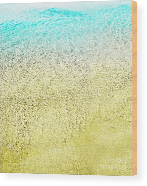 Sea Wood Print featuring the photograph Top view of sea water and sand texture image. by Jelena Jovanovic