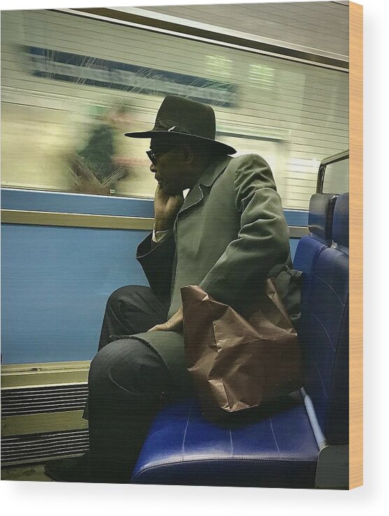 #subway # Lockdown #paris # Color #man #portrait Wood Print featuring the photograph Travelling by Myriam Aadli