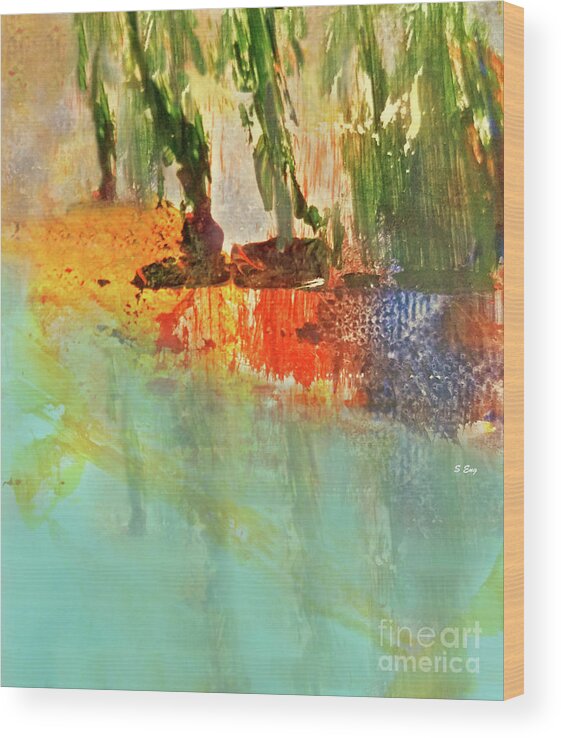 Abstract Wood Print featuring the mixed media Tropical Paradise 300 by Sharon Williams Eng
