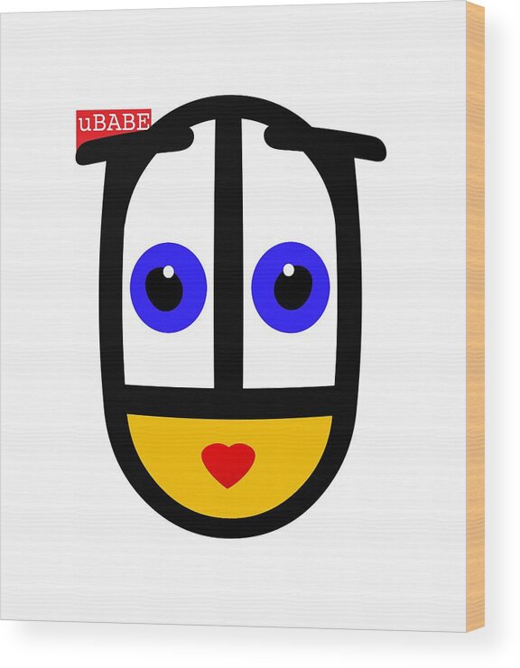 Ubabe Face Wood Print featuring the digital art uBABE Logo by Ubabe Style