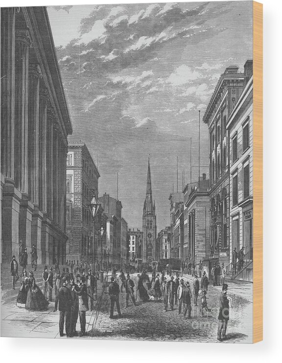 1930-1939 Wood Print featuring the drawing Wall Street, New York City, 1866, 1938 by Print Collector