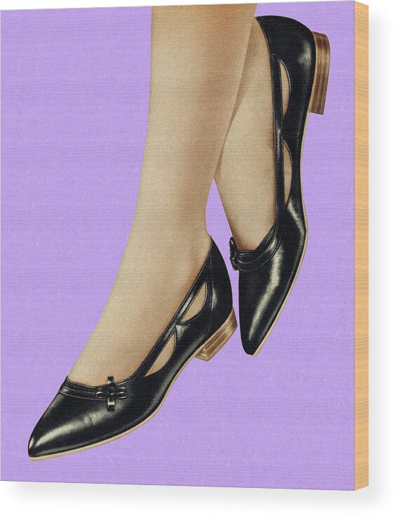 Adult Wood Print featuring the drawing Woman Wearing Black Flats by CSA Images