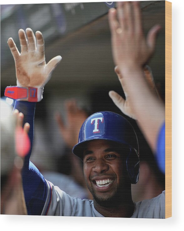 American League Baseball Wood Print featuring the photograph Elvis Andrus #1 by Hannah Foslien