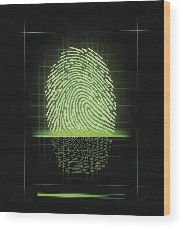Fingerprint Scanner Wood Print featuring the drawing Fingerprint scanner #1 by Juffin
