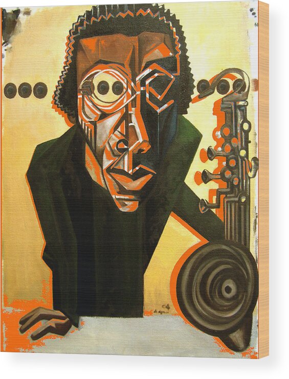 Marion Brown Wood Print featuring the mixed media The Ethnomusicologist / Marion Brown by Martel Chapman