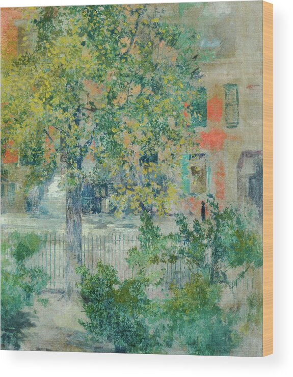 Street Scene Wood Print featuring the painting View from the Artist's Window, Grove Street #1 by Robert Frederick Blum