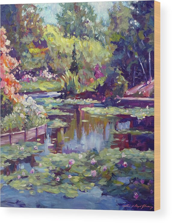 Lakes Wood Print featuring the painting Reflecting Pond #2 by David Lloyd Glover