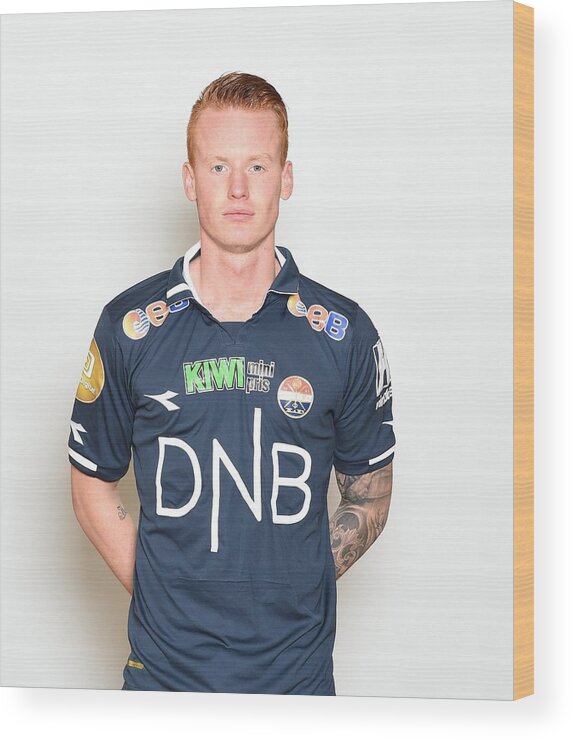 Strømsgodset If Wood Print featuring the photograph Norway Eliteserien League Headshots 2015 #9 by MB Media