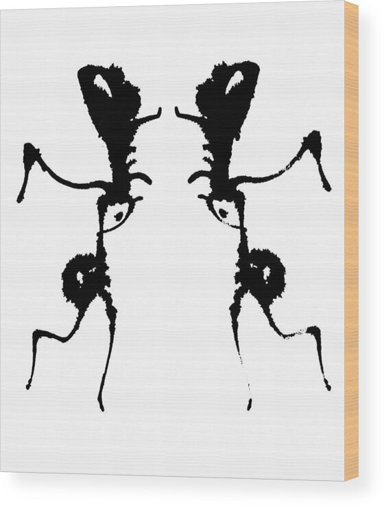 Abstract Wood Print featuring the painting Alien Ant Dance by Stephenie Zagorski