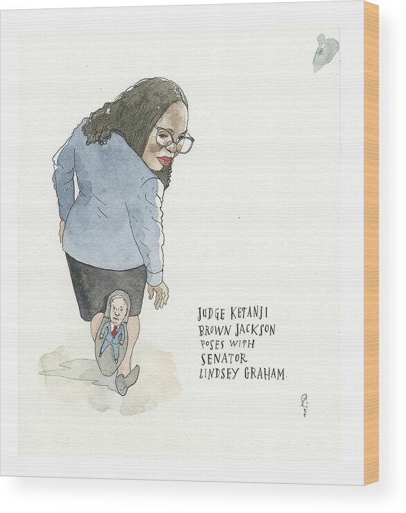 An Obstacle On The Path To The Supreme Court Wood Print featuring the painting An Obstacle On the Path to the Supreme Court by Barry Blitt