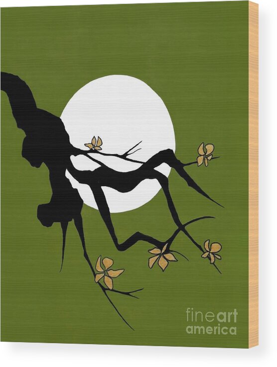 Asian Art Wood Print featuring the painting Asian Branch Icon No. 1 by Jayne Somogy