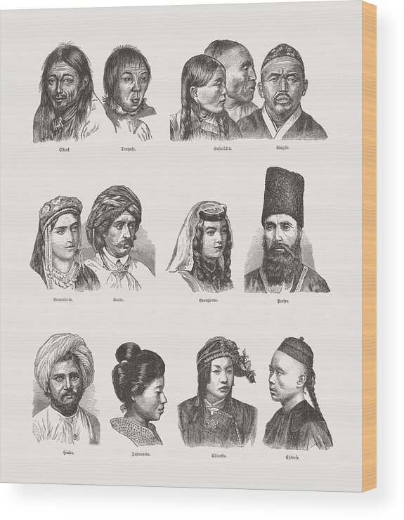 Hinduism Wood Print featuring the drawing Asian Native, wood engraving, published in 1882 by Zu_09
