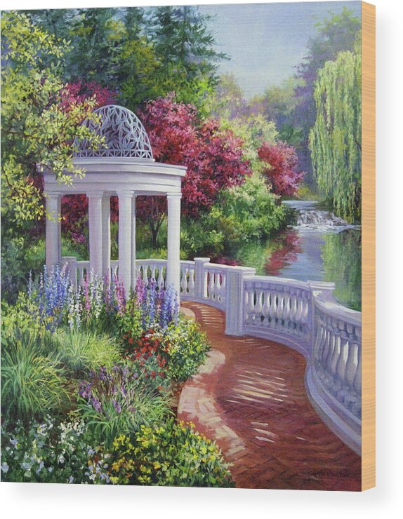 Garden Wood Print featuring the painting Atlanta Garden Gazebo by Laurie Snow Hein