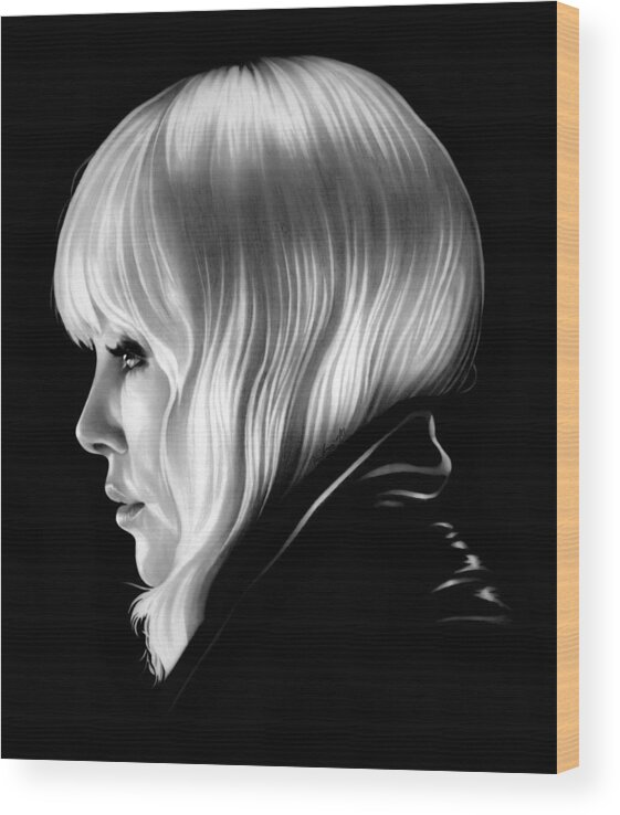 Atomic Blonde Wood Print featuring the drawing Atomic Blonde - Charlize Theron by Fred Larucci