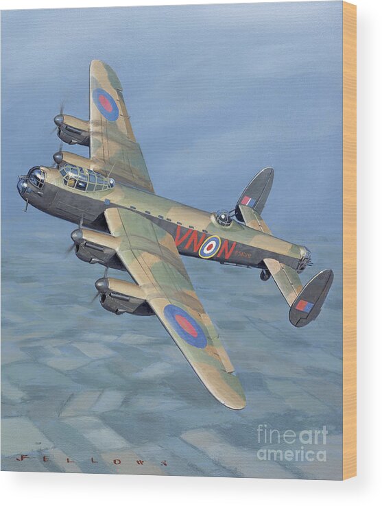 Aviation Wood Print featuring the painting Avro Lancaster by Jack Fellows