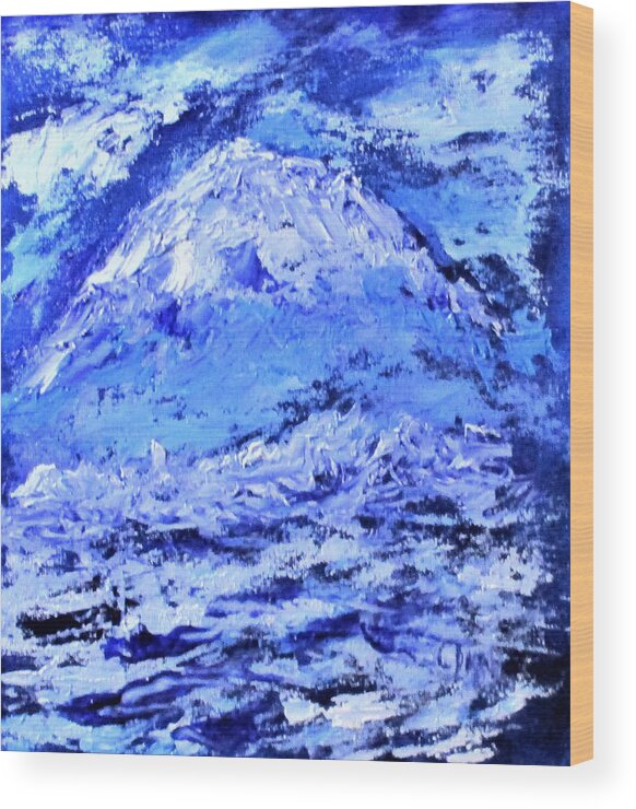 Clyde J. Kell Wood Print featuring the painting Azzurro Vesuvio by Clyde J Kell