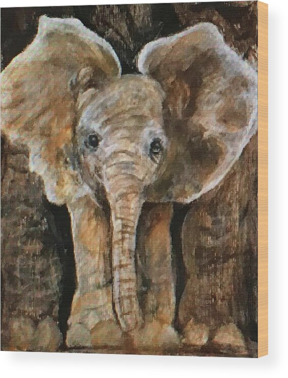 Art Wood Print featuring the painting Baby Elephant by Tammy Pool