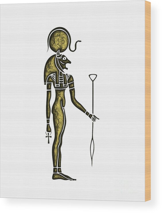 Ancient Egypt Wood Print featuring the digital art Bastet - Goddes of the Ancient Egypt by Michal Boubin
