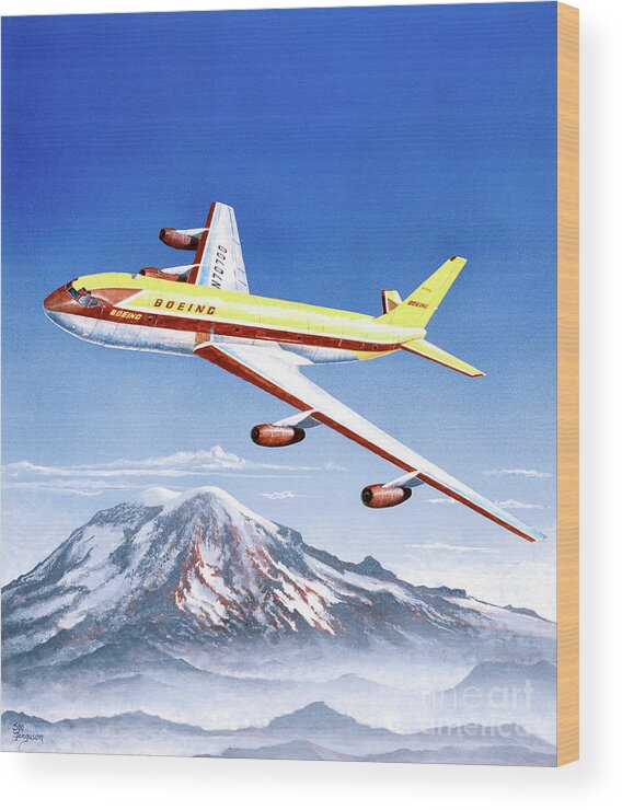 Aviation Wood Print featuring the painting Boeing 367-80 by Steve Ferguson