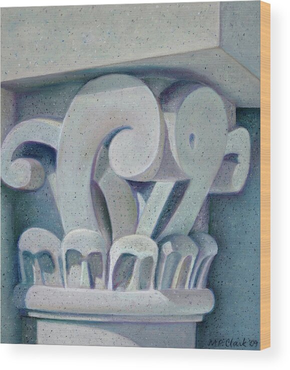 Column Capital Wood Print featuring the pastel Capital Blues by MaryJo Clark