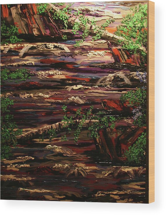 River Wood Print featuring the painting CAscade by Marilyn Quigley