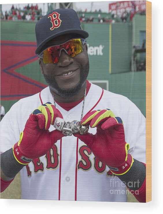American League Baseball Wood Print featuring the photograph David Ortiz by Michael Ivins/boston Red Sox
