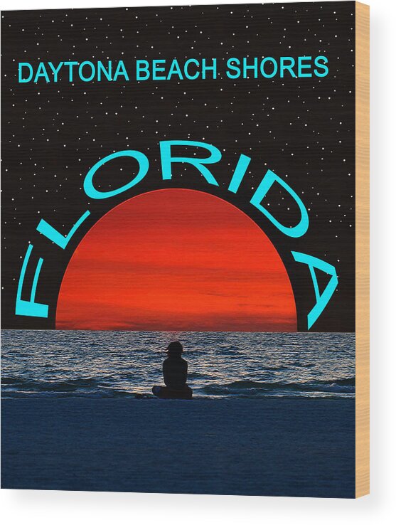 Florida Beach Wood Print featuring the mixed media Daytona Beach Shores Dream Girl by David Lee Thompson