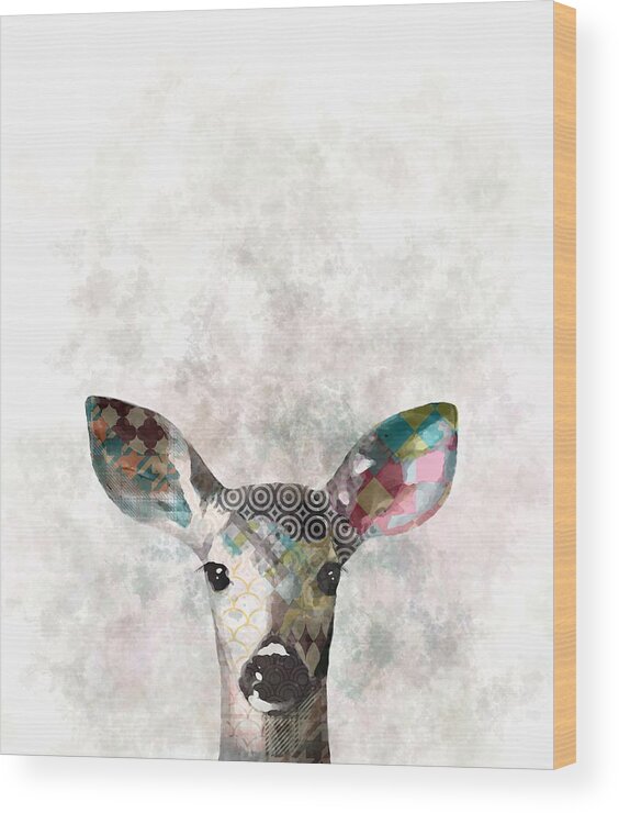 Deer Wood Print featuring the digital art Deer 18 by Lucie Dumas