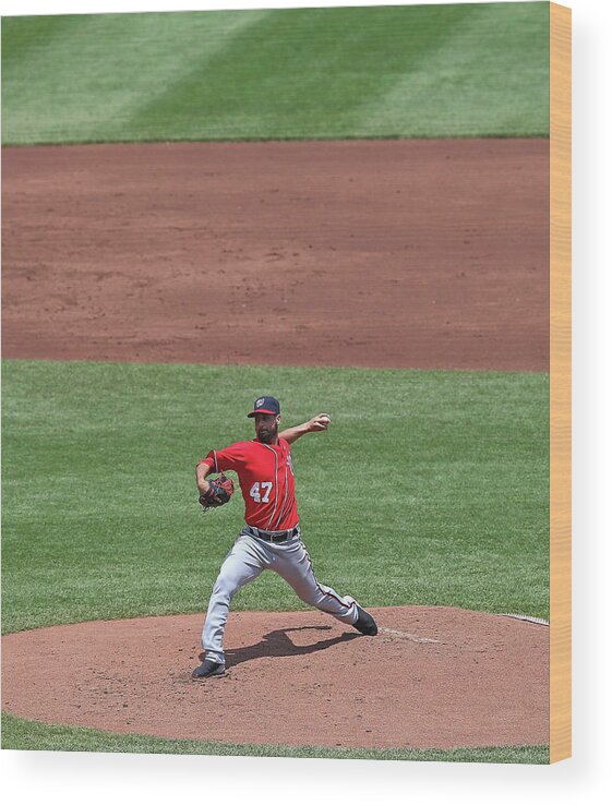 Ball Wood Print featuring the photograph Gio Gonzalez by Jonathan Daniel