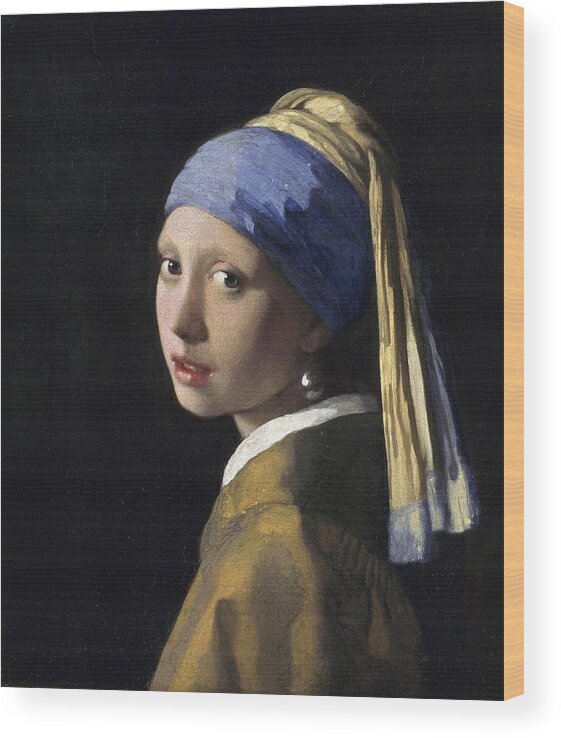 Portrait Wood Print featuring the painting Girl With A Pearl Earing by Johannes Vermeer