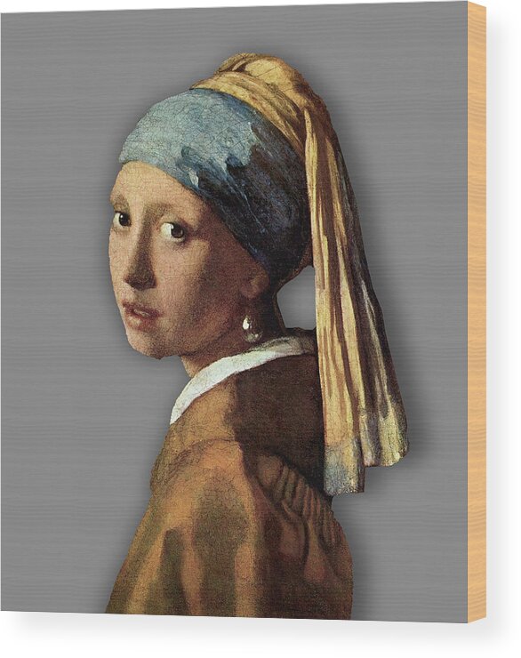 Johannes Vermeer Wood Print featuring the painting Girl with a Pearl Earring By Johannes Vermeer T-Shirt by Tony Rubino