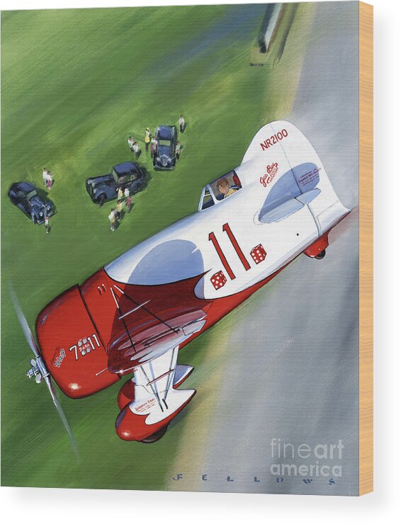 Aircraft Wood Print featuring the painting Granville Gee Bee Model R Super Sportster by Jack Fellows