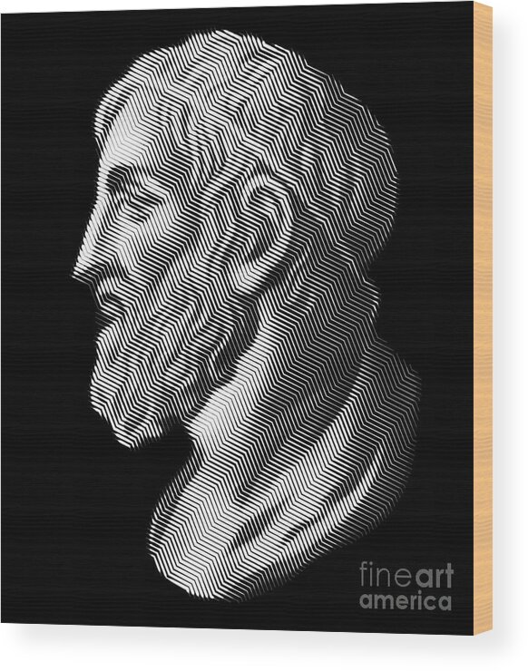 Education Wood Print featuring the digital art Greek mathematician, engineer and inventor Archimedes, portrait by Cu Biz