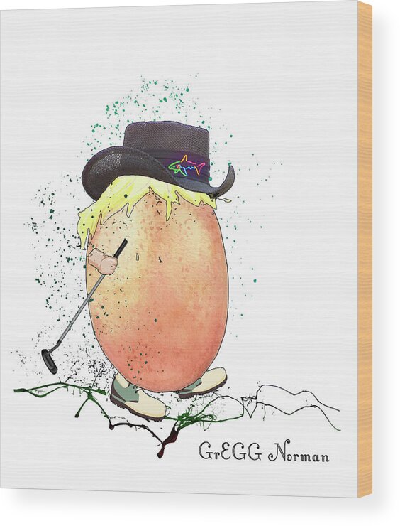 Egg Wood Print featuring the mixed media GrEGG Norman by Miki De Goodaboom