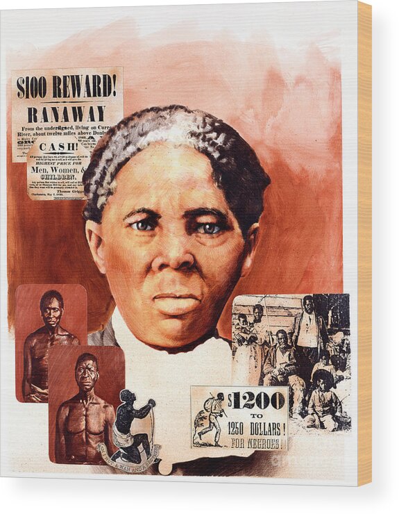 Chris Calle Wood Print featuring the painting Harriet Tubman by Chris Calle