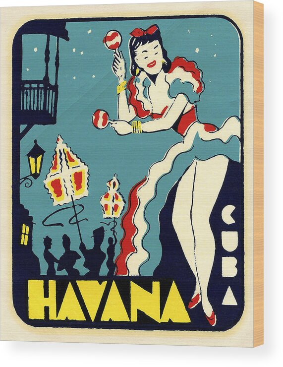 Cuba Wood Print featuring the drawing Havana Cuba Decal by Unknown