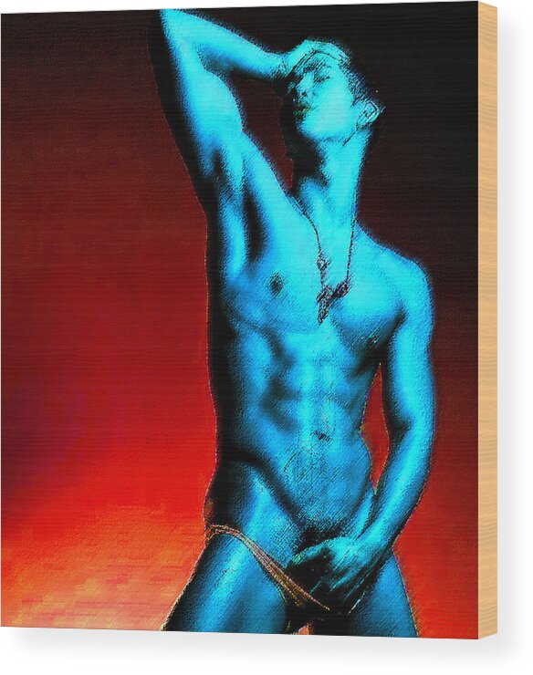 William Meemken Wood Print featuring the digital art Heat - Male Nude No. 174 by William Meemken