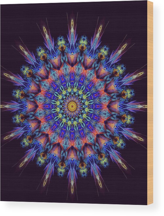 Indian Spirit Mandala Wood Print featuring the digital art Indian Spirit Mandala by Michael Canteen