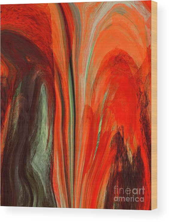 Vibrant Colourful Artwork Wood Print featuring the digital art Inferno by Elaine Hayward