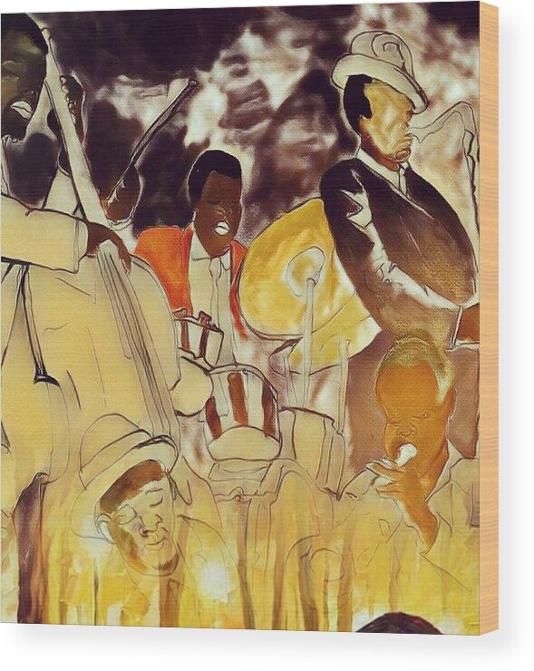 Wood Print featuring the painting Jazz by Angie ONeal