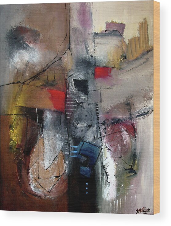 Abstract Wood Print featuring the painting Jazz Wave by Jim Stallings